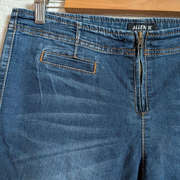 Vintage Y2K Allen B Schwartz Low Rise Denim Flare Jeans Zip Front Size 10 - Picture 5 of 9